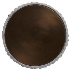 Limestone and Brass Sculpted Coffee Table by Frederic Saulou