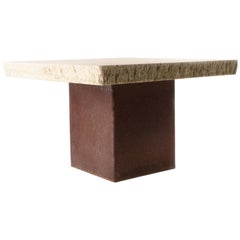 Limestone and Cartin Steel Dining Table