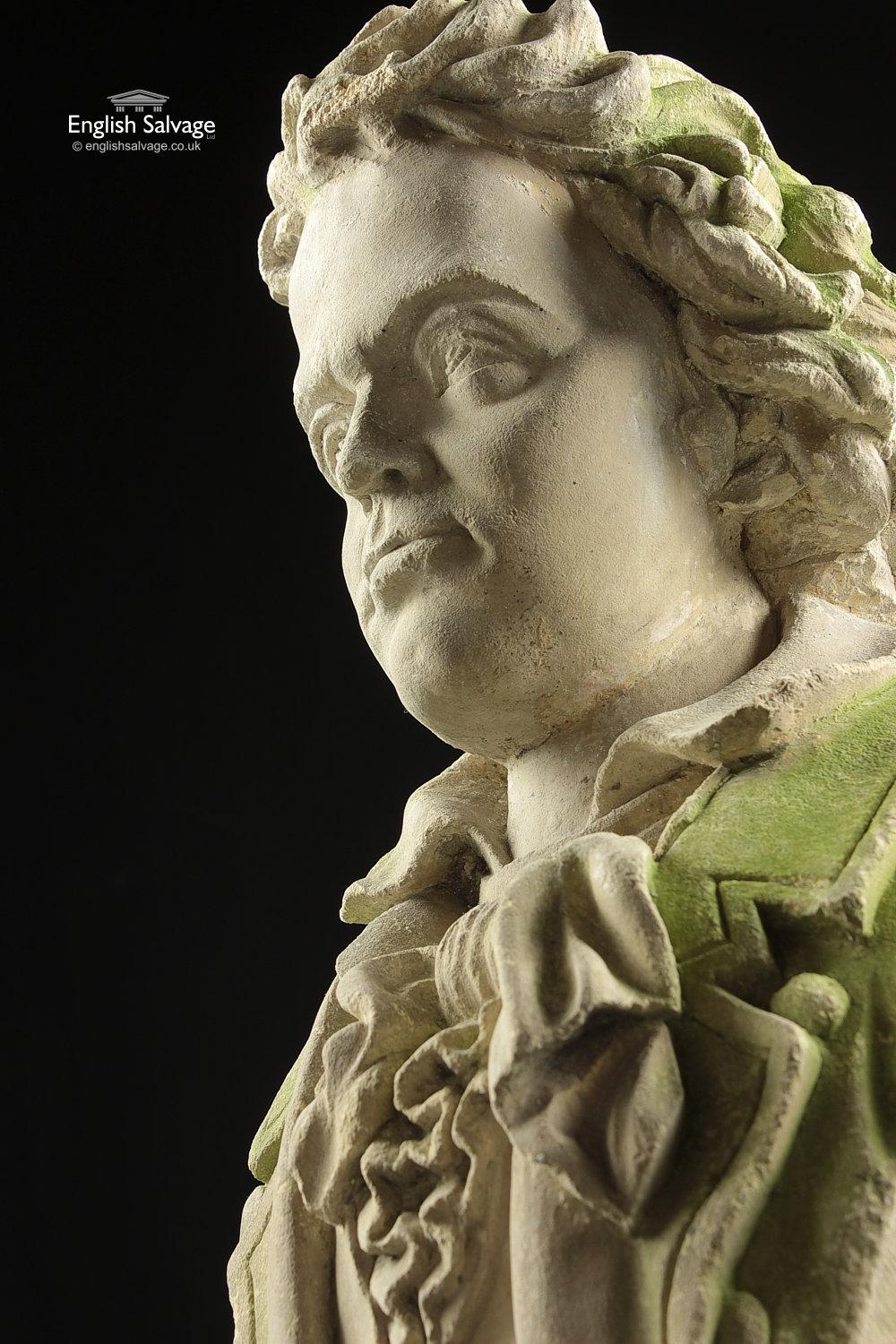 European Limestone Bust of Classical Male Figure, 20th Century For Sale