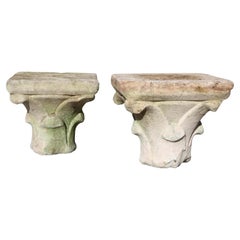 Antique Limestone Capitals, Medieval, Carved