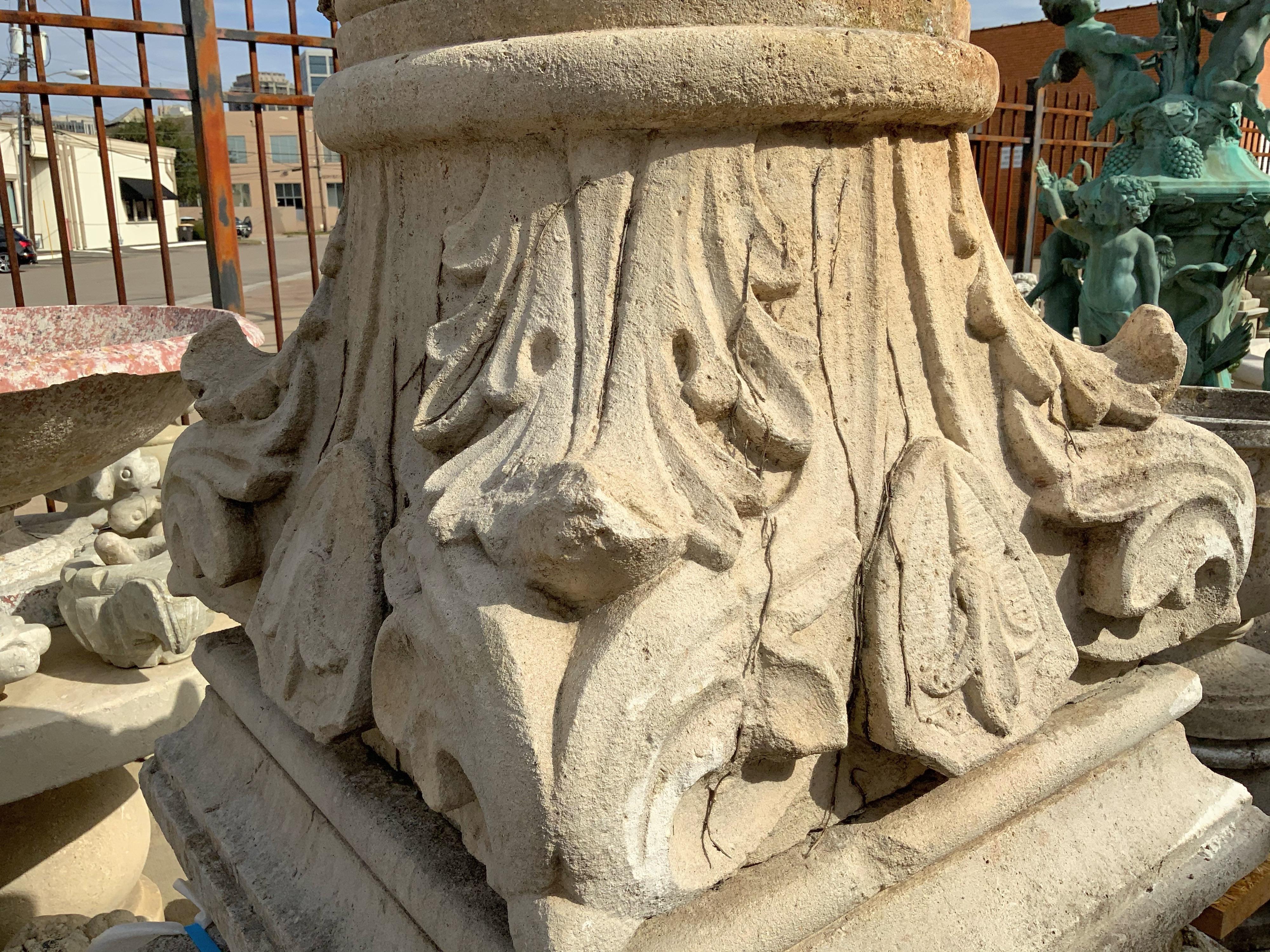 French 17th Century Limestone Capital from France For Sale