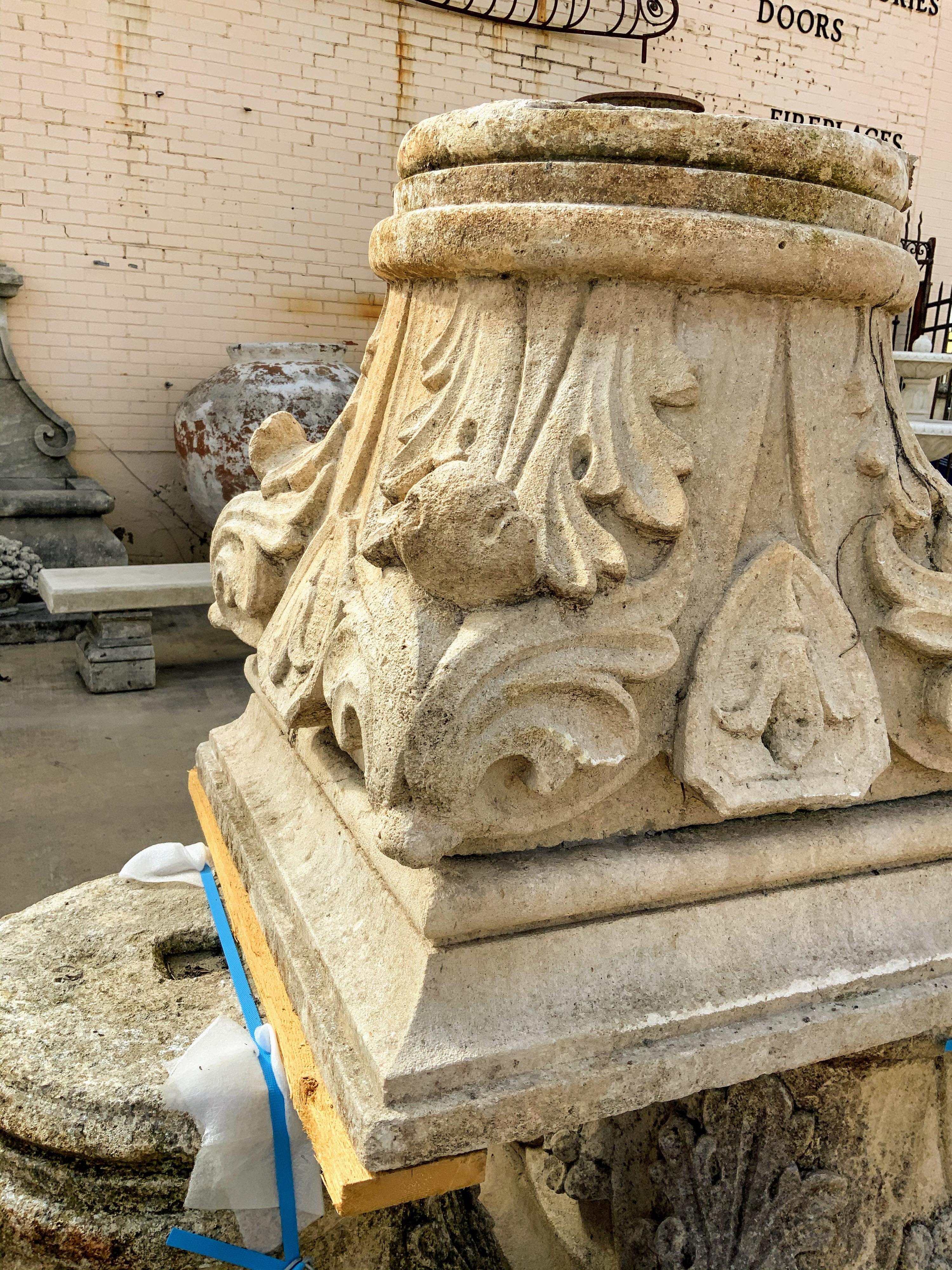 18th Century and Earlier 17th Century Limestone Capital from France For Sale