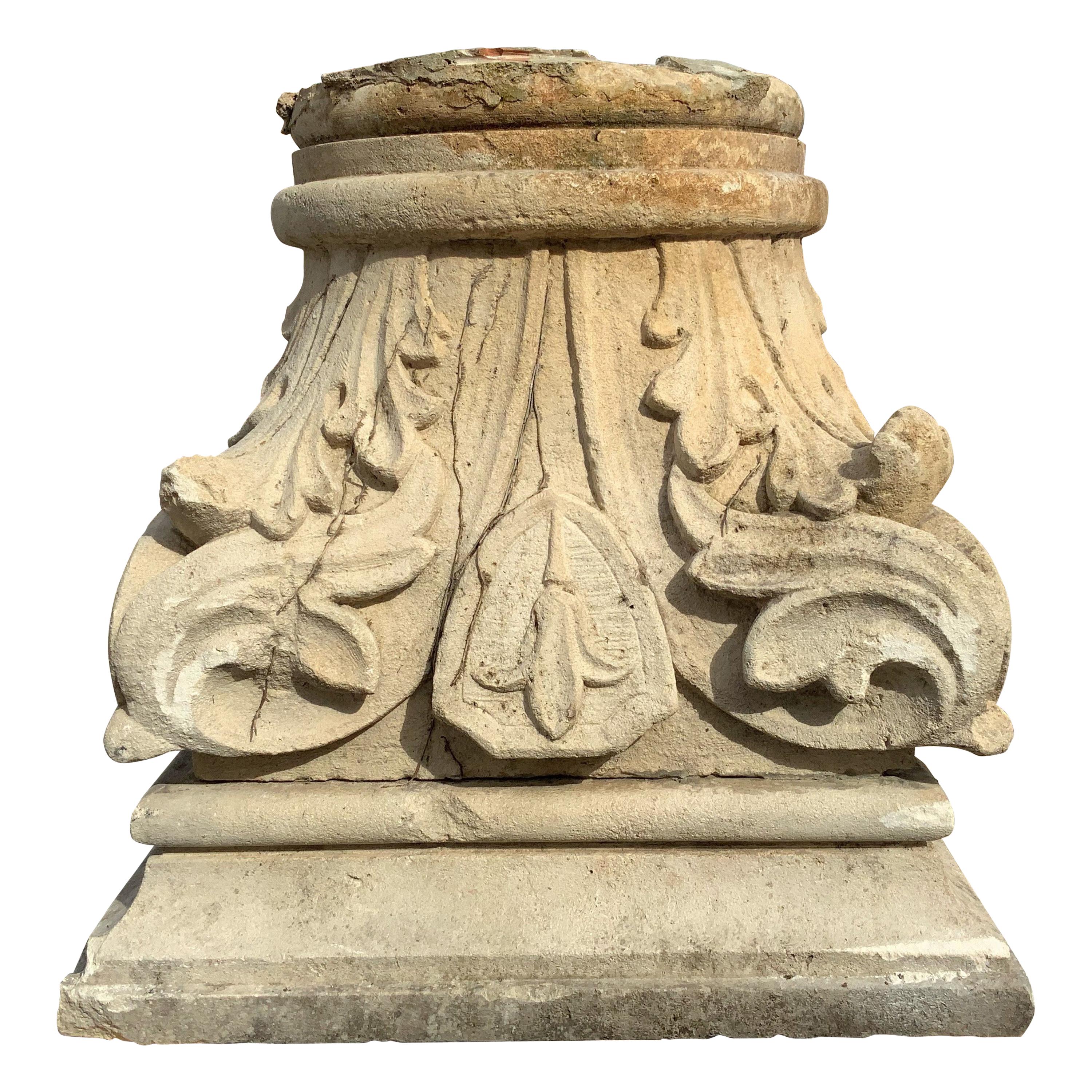 17th Century Limestone Capital from France