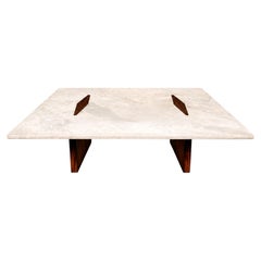 Limestone Coffee Table by Jorge Zalszupin in Rosewood & Marble, Brazil, 1959