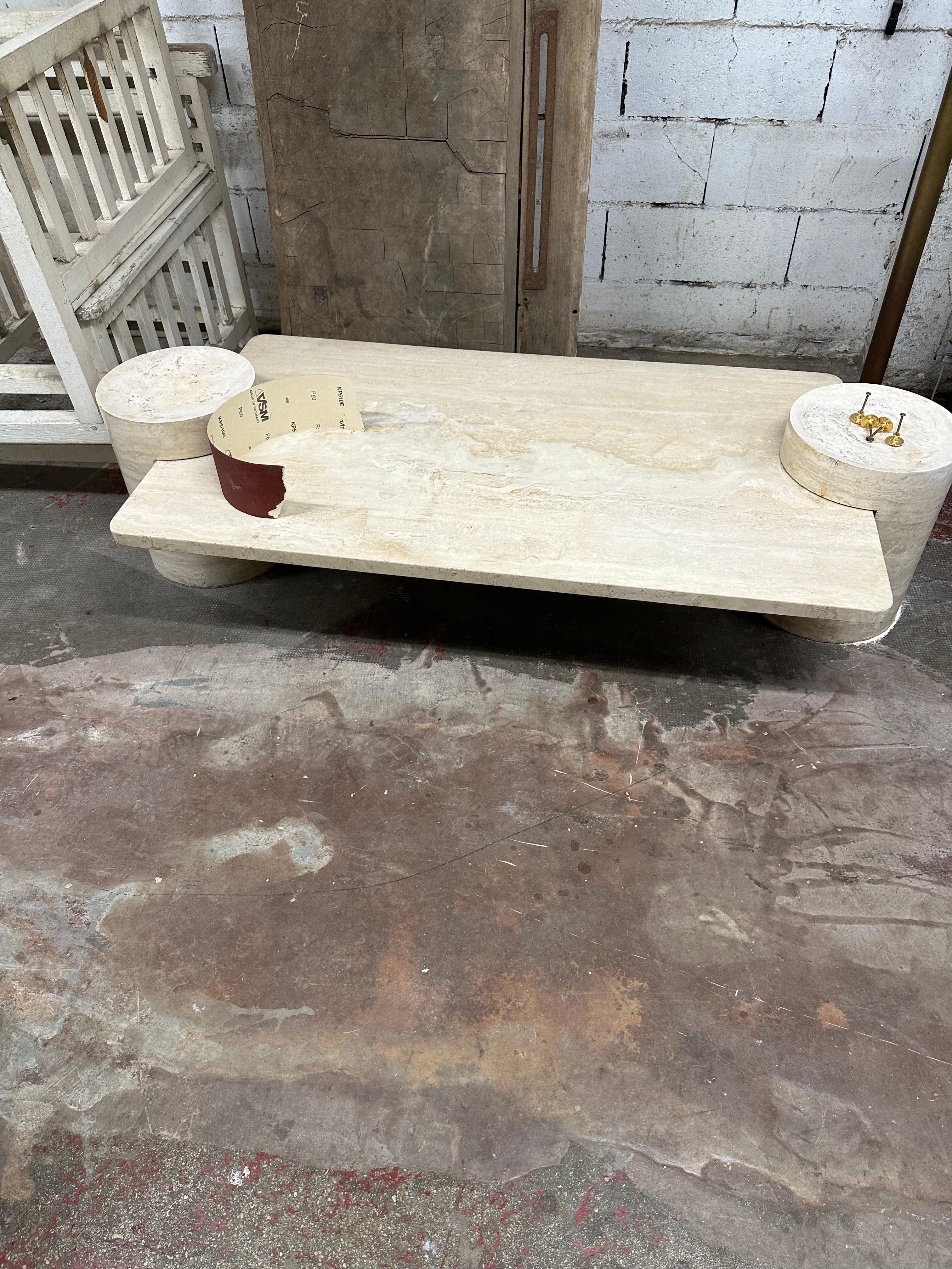 French Limestone coffee table circa 1980 For Sale