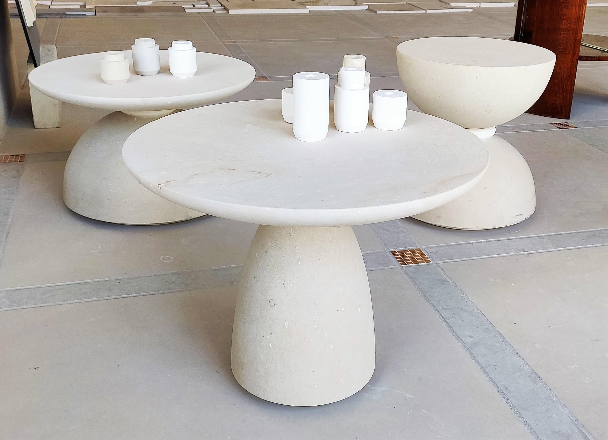 Minimalist Limestone Coffee Tables Geo C Collection by Pimar, Italy  For Sale