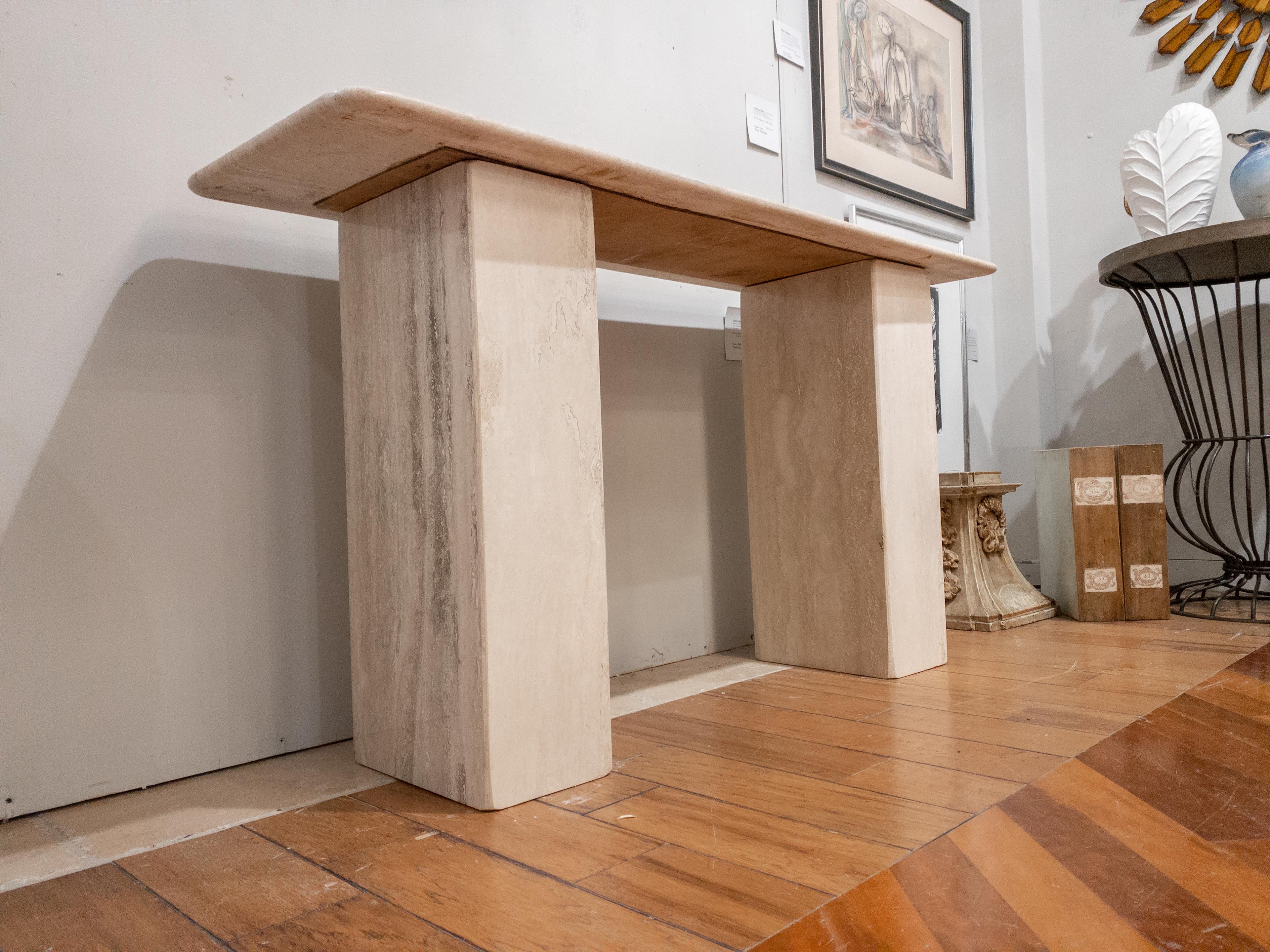 Limestone Console Table In Good Condition In Houston, TX