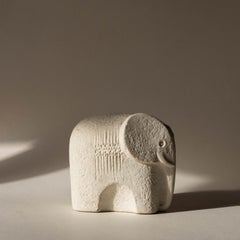 Limestone Elephant Sculpture, Mid-Century Modern Design, 1970s