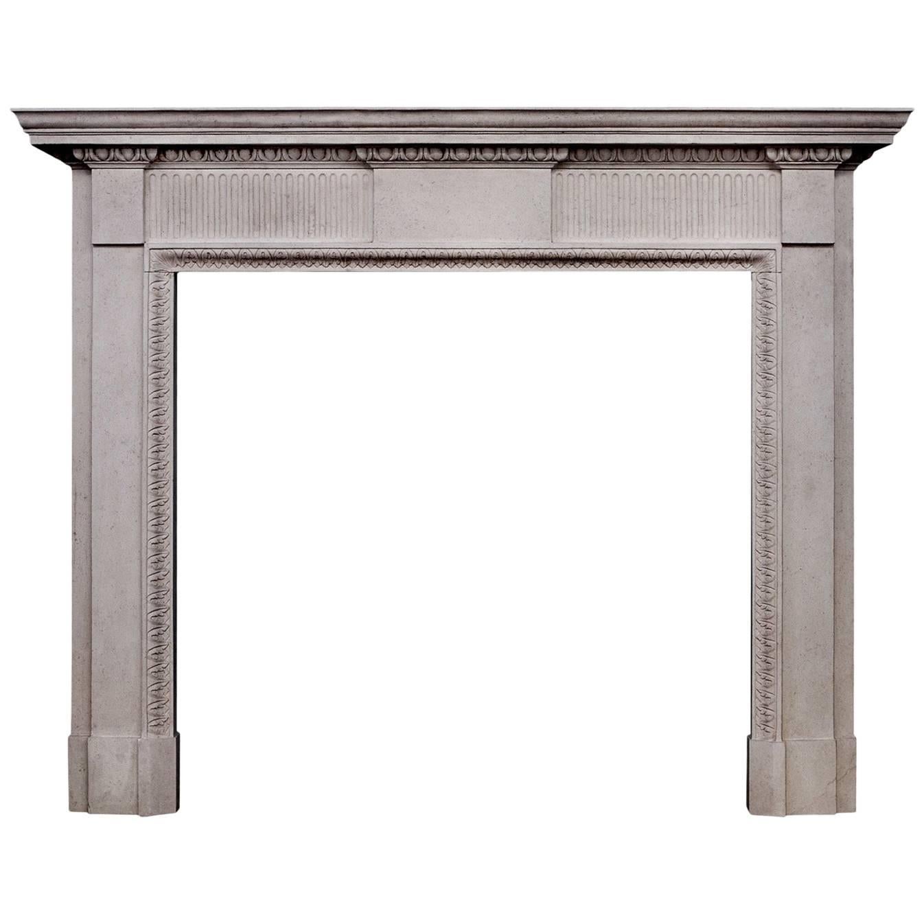 Limestone Fireplace in the Late Georgian Manner For Sale