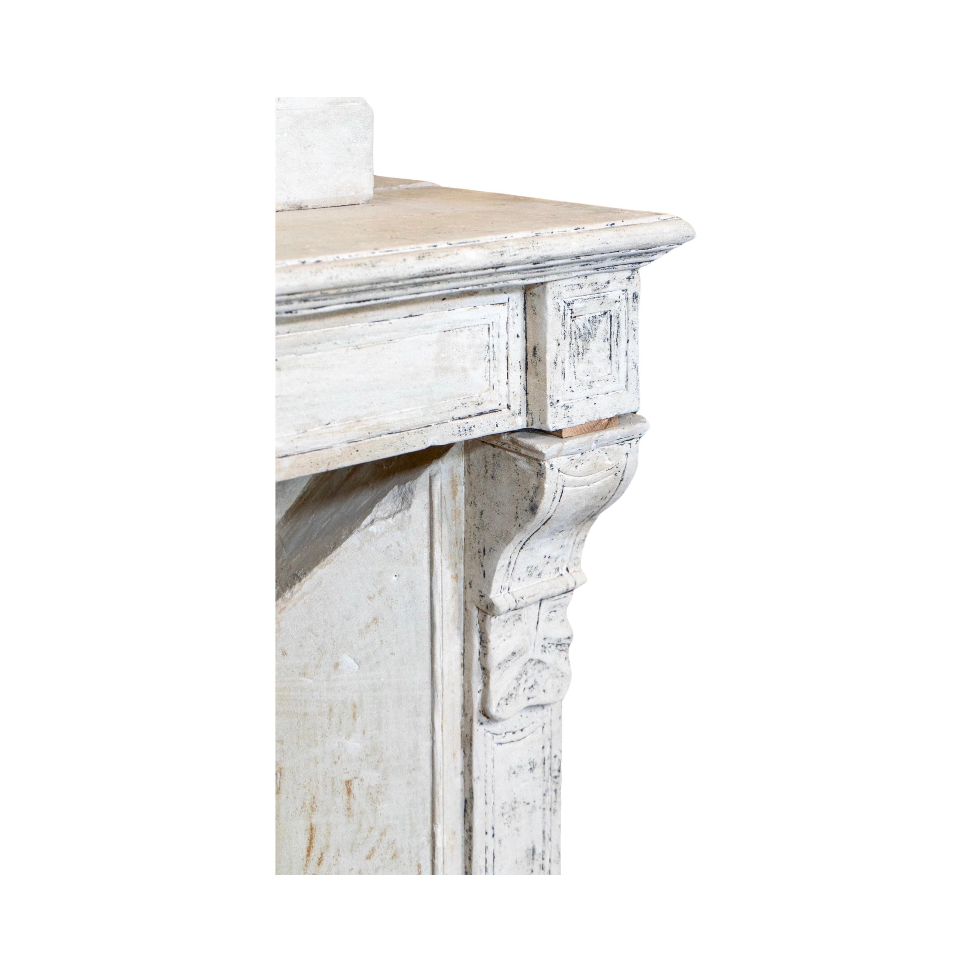 19th Century French Limestone Fireplace For Sale