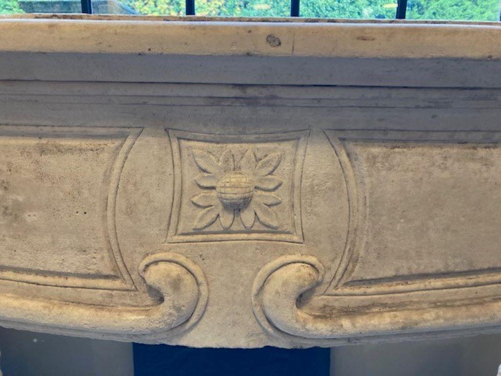 Cheminée française en pierre calcaire datant du début du XIXe siècle.
Dimensions intérieures : 133 cm de large et 85 cm de haut