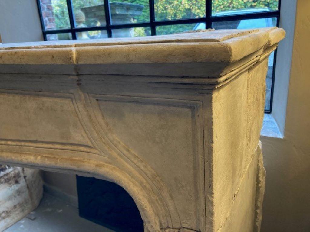 Carved Limestone Fireplace Mantel dating from the Beginning of the 19th Century For Sale