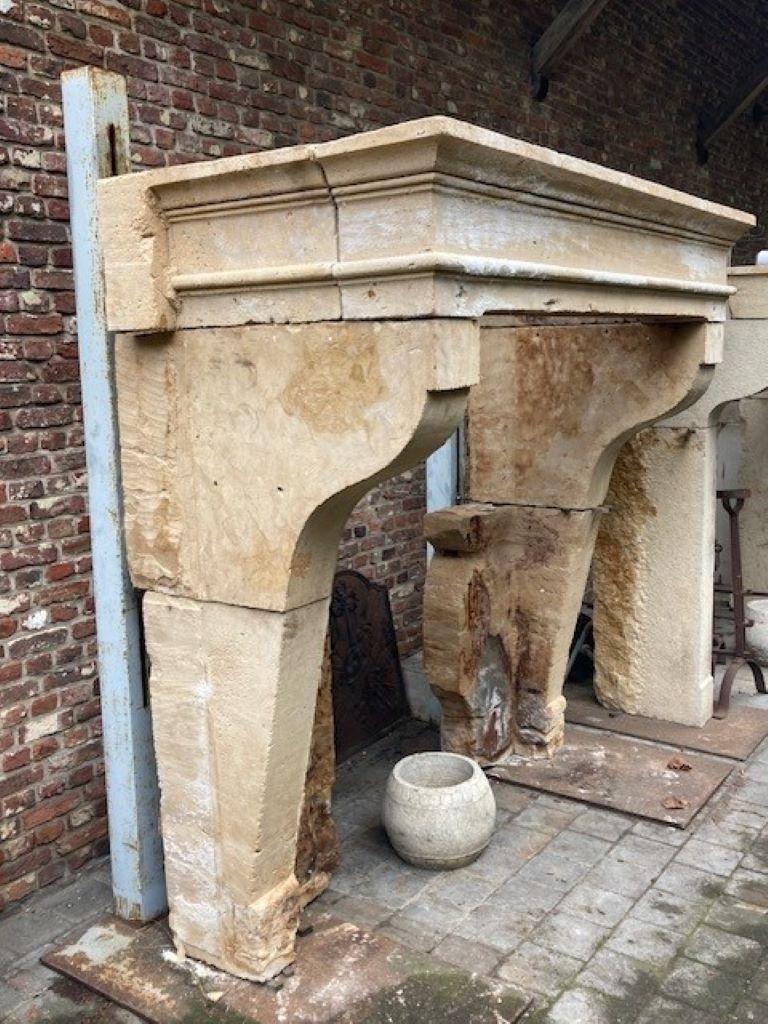 Charming limestone fireplace mantel.
Inside dimensions : 125cm wide ; 144cm high

