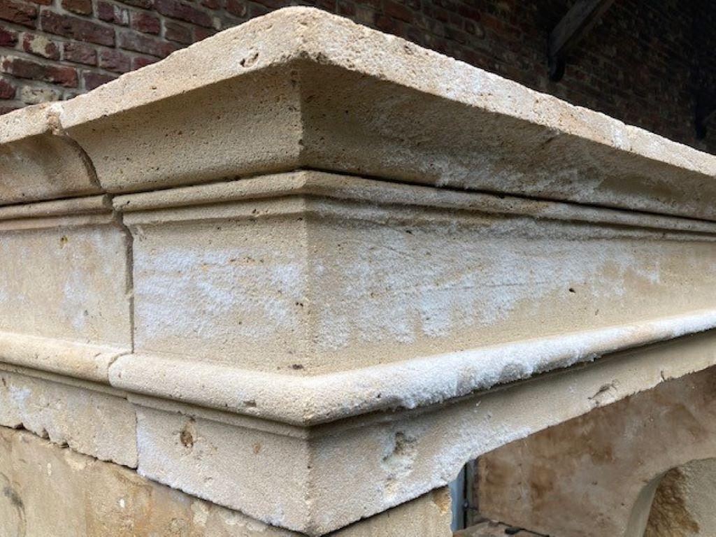 Louis XIII Limestone Fireplace Mantel For Sale
