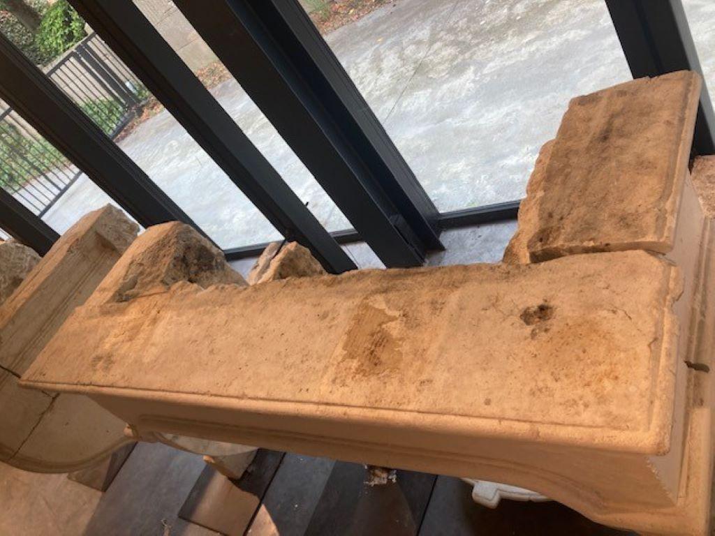 French Limestone Fireplace Mantel For Sale