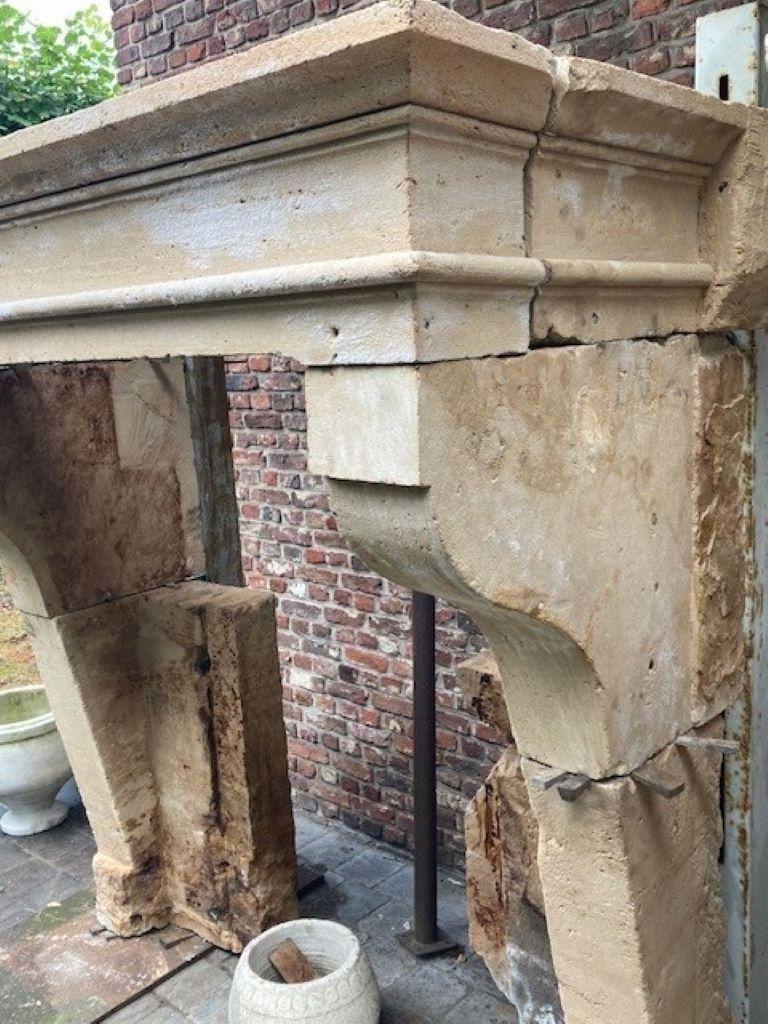 French Limestone Fireplace Mantel For Sale