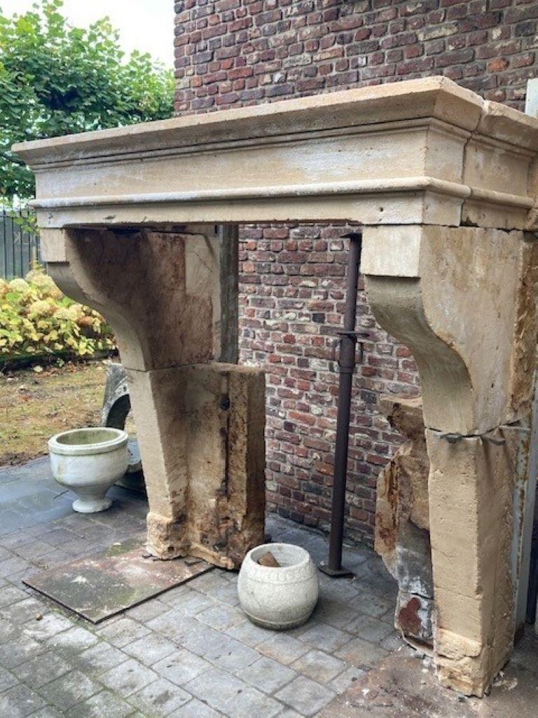 19th Century Limestone Fireplace Mantel For Sale