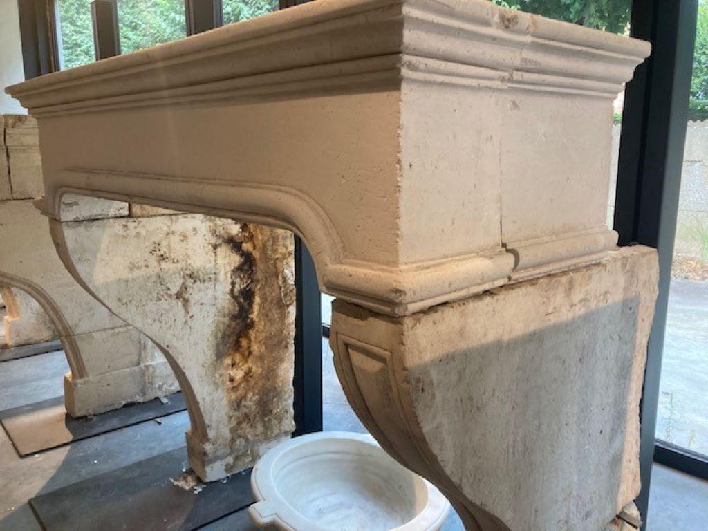 Limestone Fireplace Mantel For Sale 1