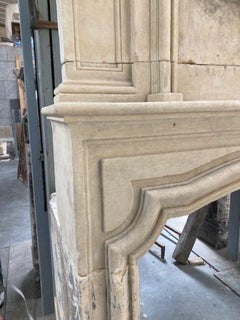 Limestone Fireplace Mantel with Trumeau