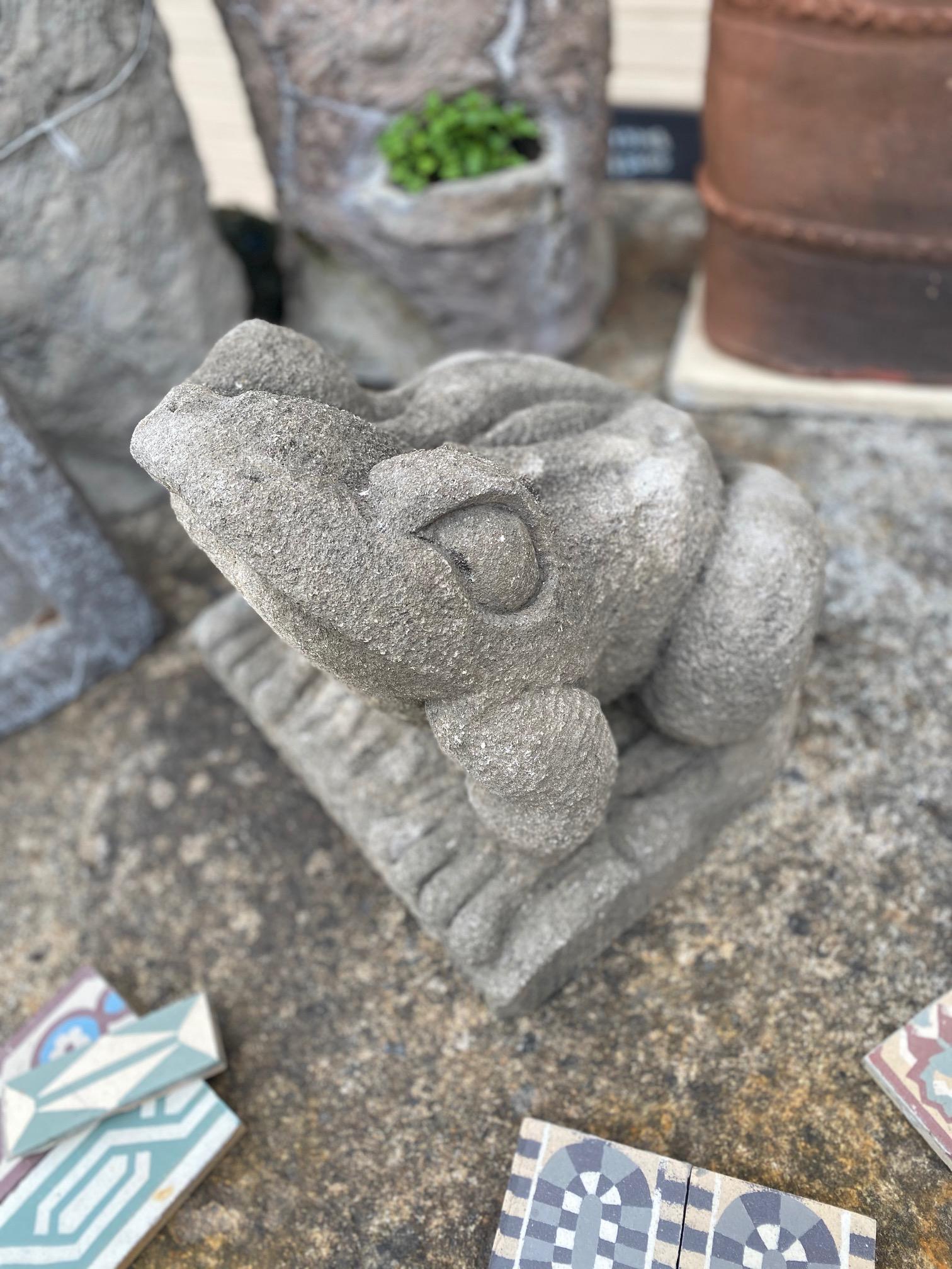 French Limestone Frog Statue, Large