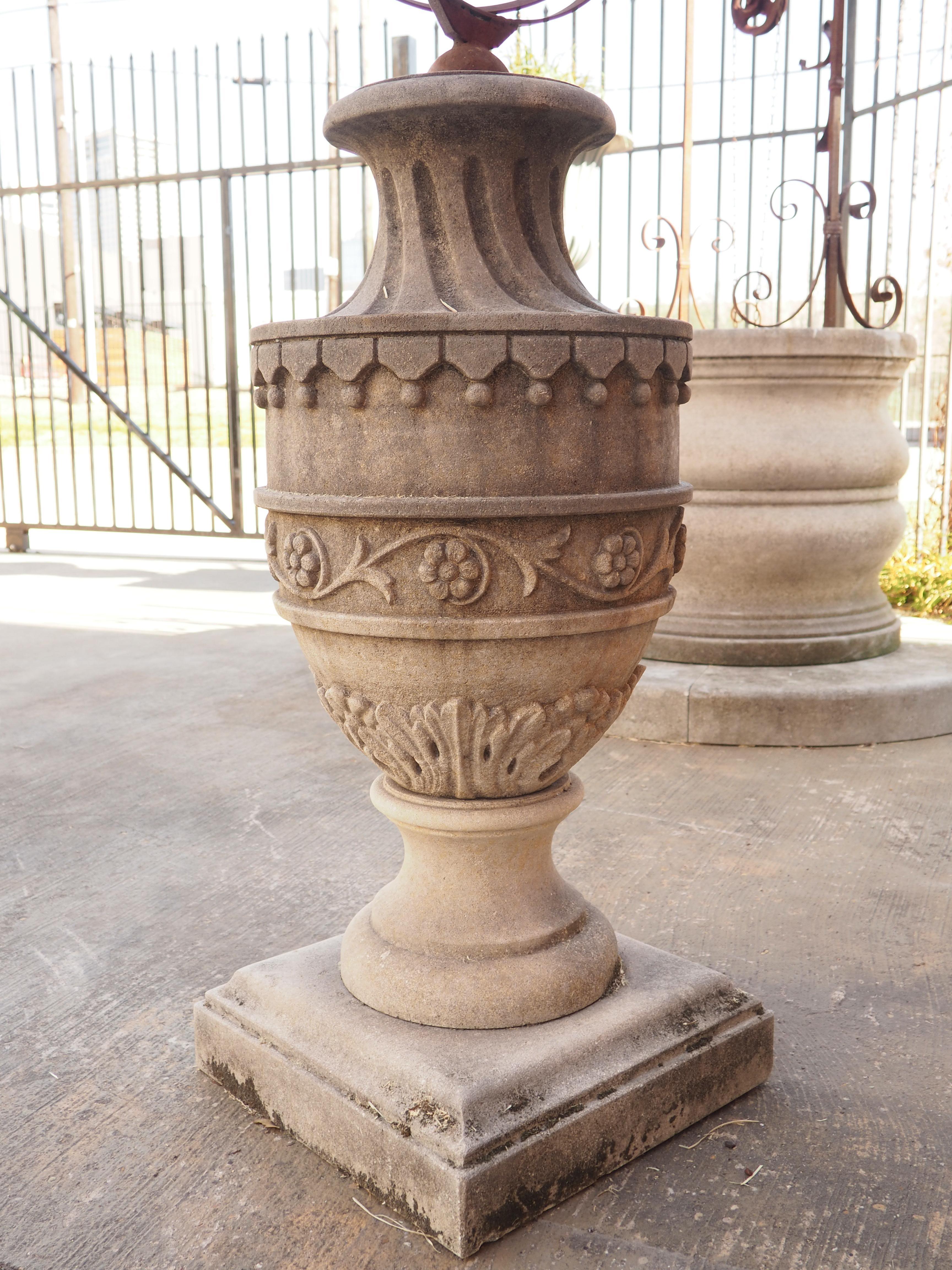 Limestone Garden Armillary Sundial with Carved Tassels and Floral/Foliate Motifs 2