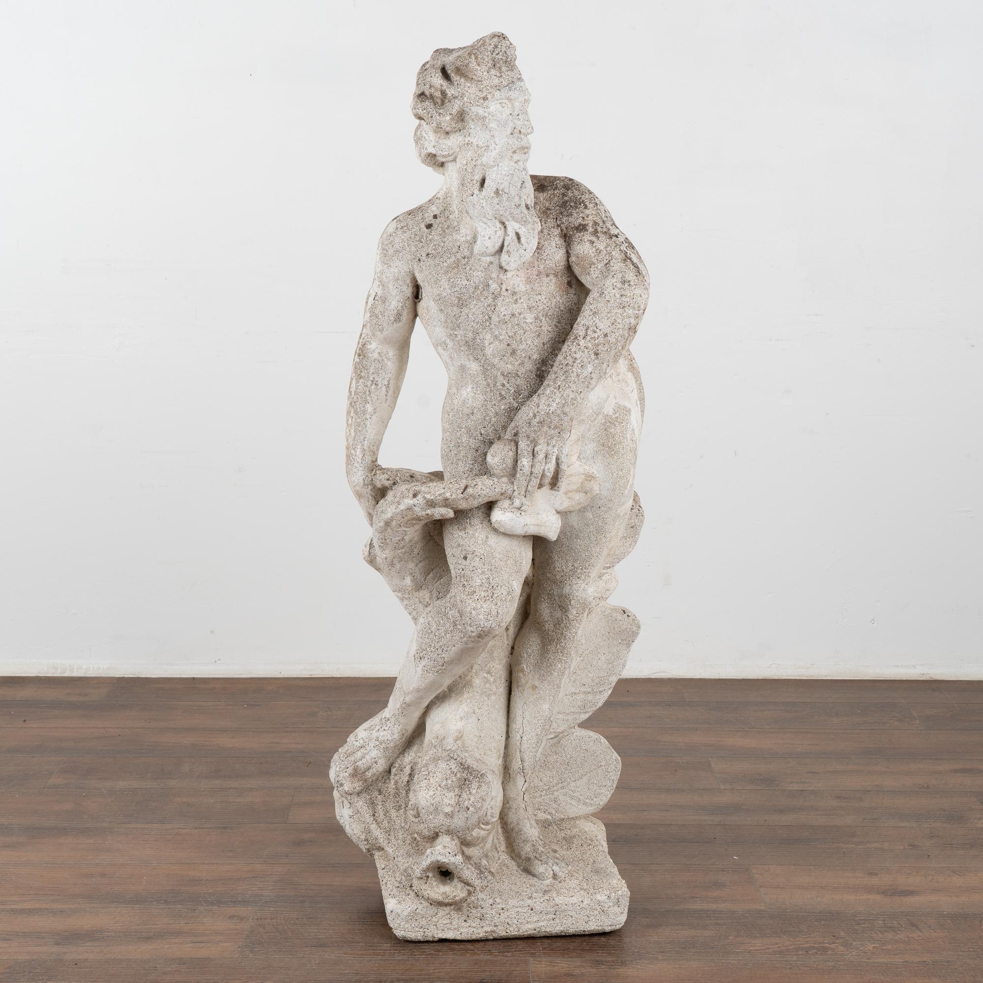 Limestone Garden Figure of Standing Neptune, Denmark circa 1930-50 For Sale 4