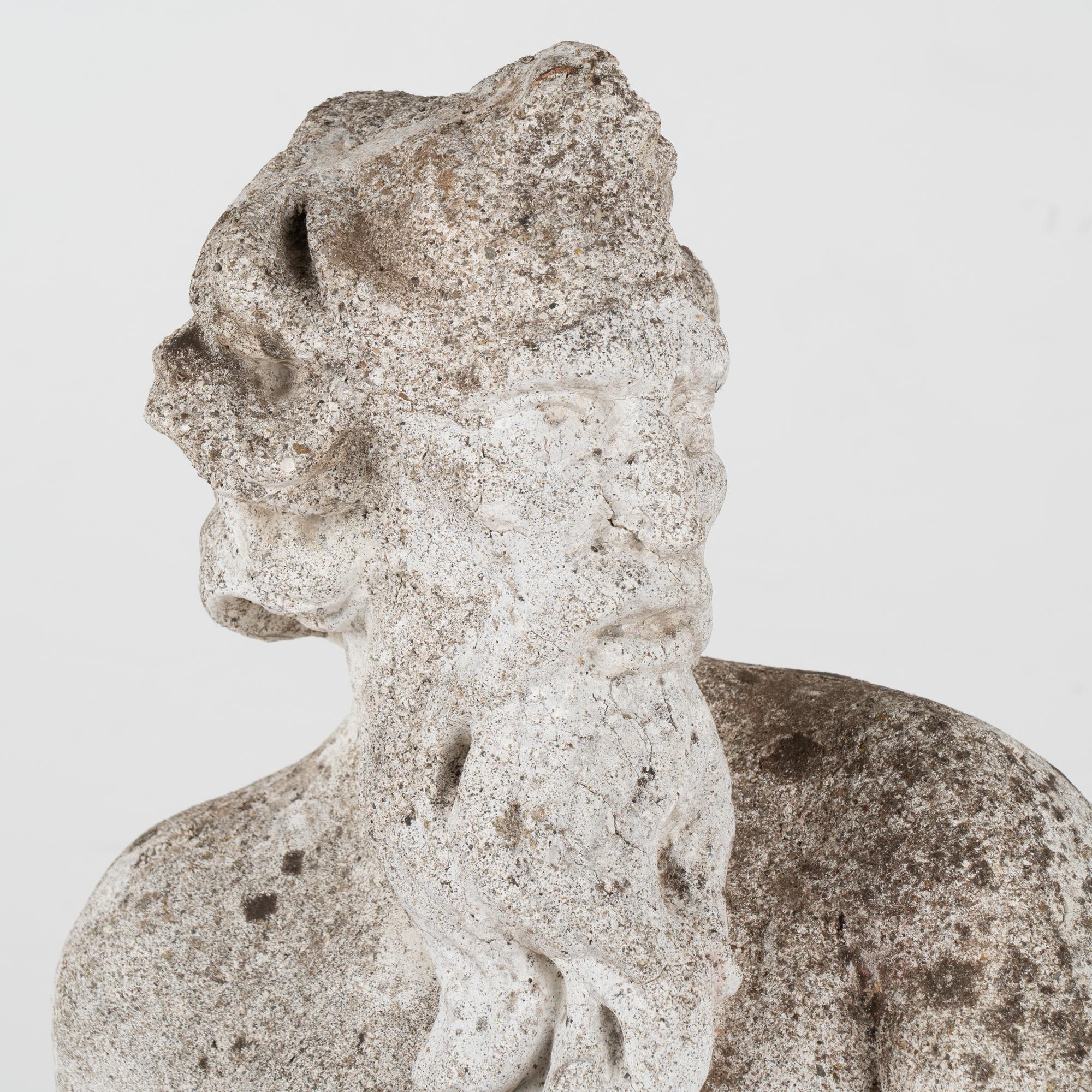 Limestone Garden Figure of Standing Neptune, Denmark circa 1930-50 In Good Condition For Sale In Round Top, TX
