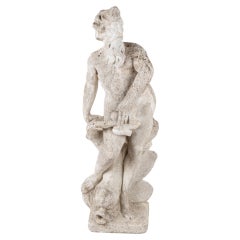 Used Limestone Garden Figure of Standing Neptune, Denmark circa 1930-50