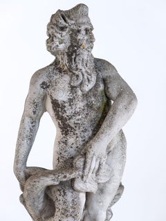 Limestone Garden Figure of Standing Neptune or Poseidon, Denmark circa 1930–50