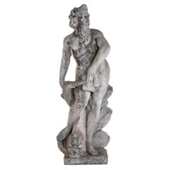 Limestone Garden Figure of Standing Neptune or Poseidon, Denmark circa 1930–50