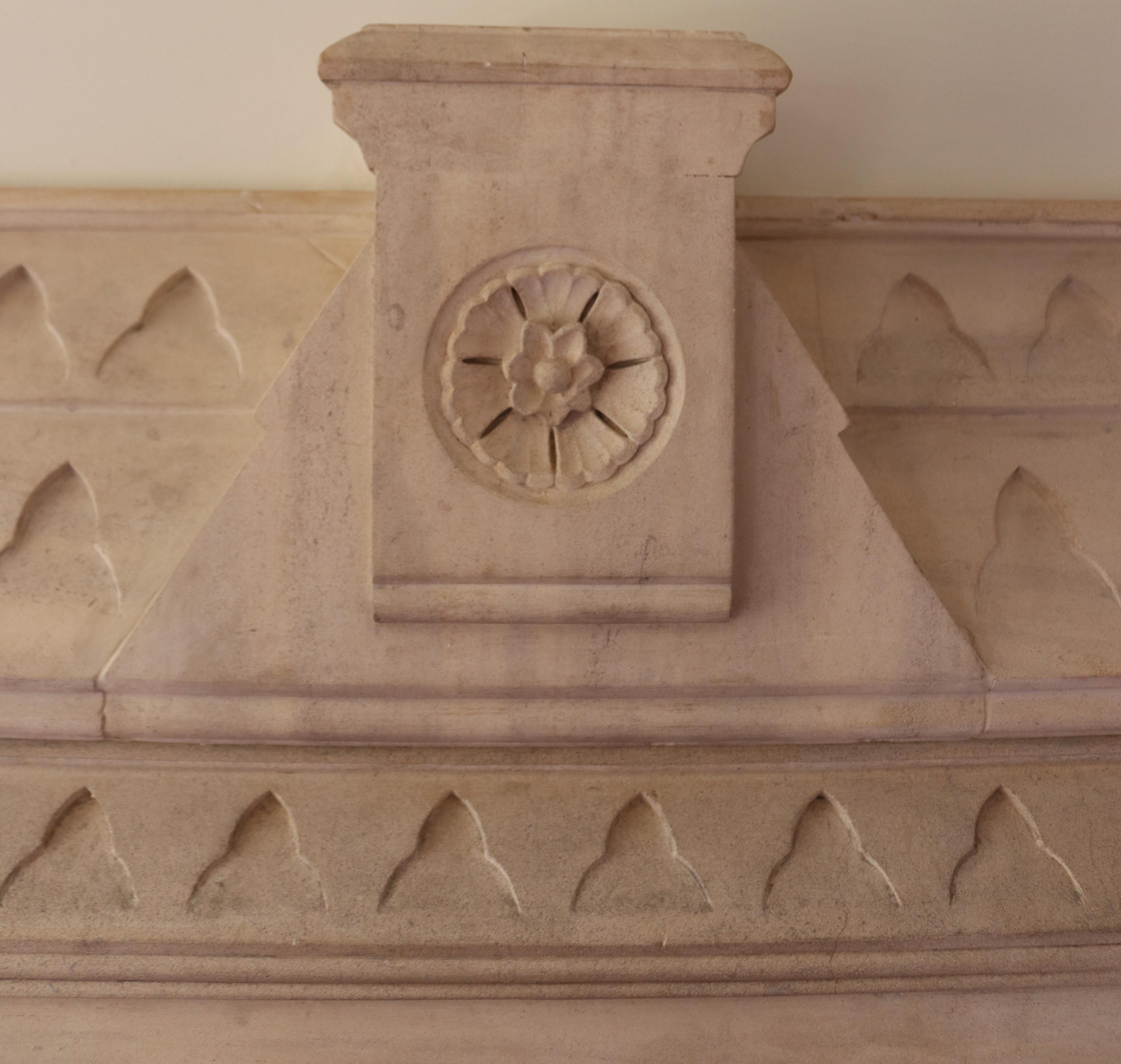 19th Century Limestone Gothic Revival Mantel in the Manner of Pugin For Sale