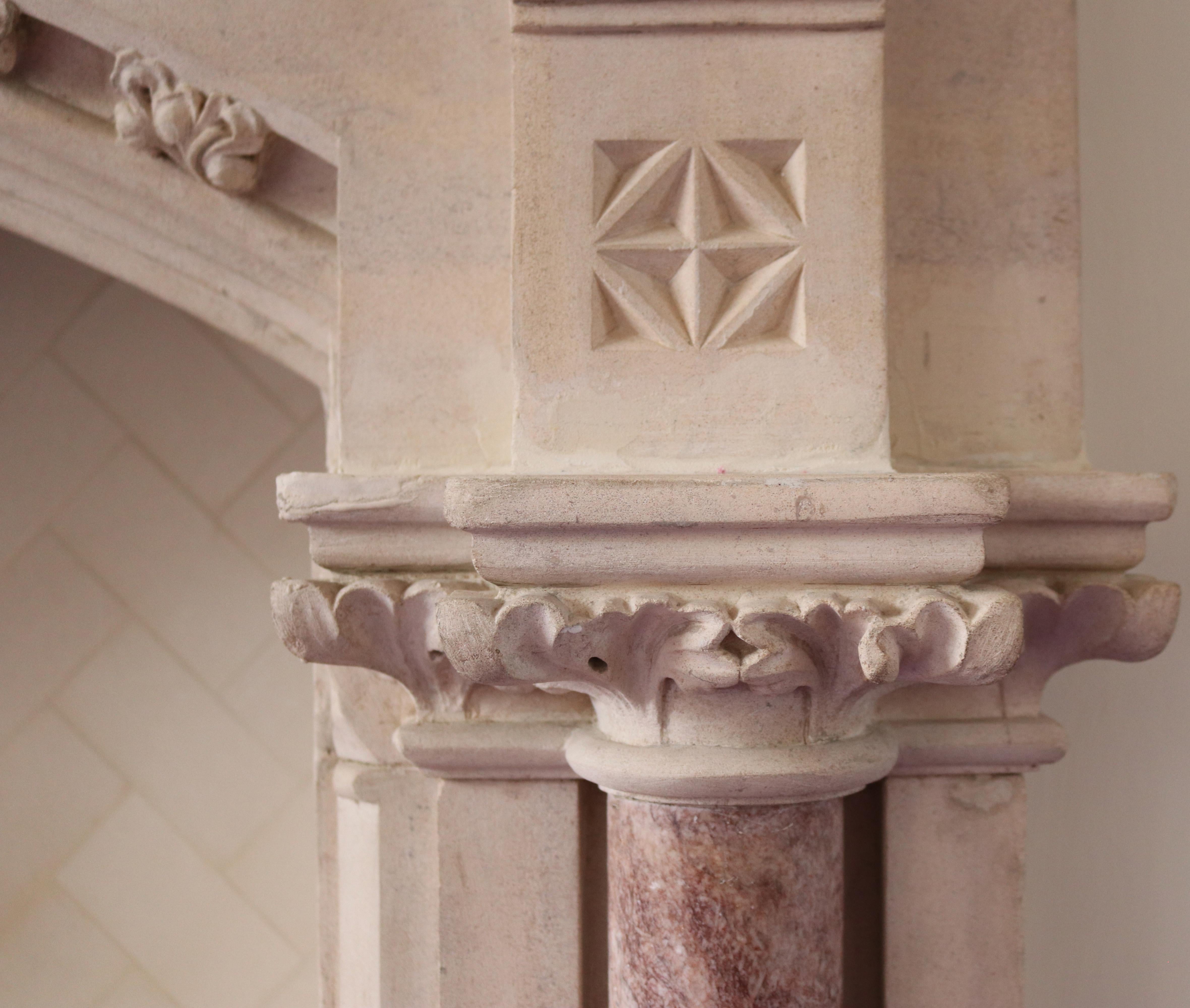 Limestone Gothic Revival Mantel in the Manner of Pugin For Sale 1