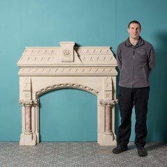 Gothic Revival Limestone Fire Mantel in the Manner of Pugin