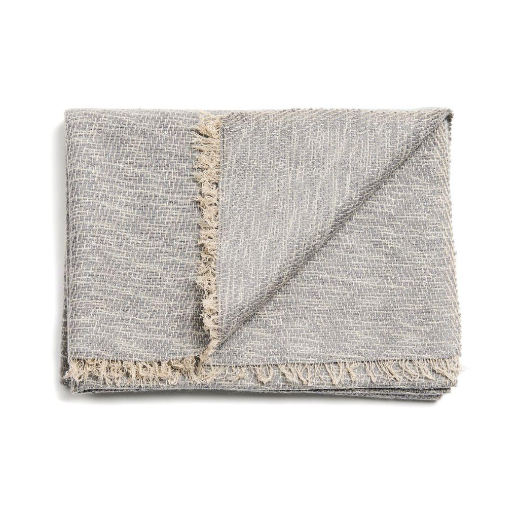 Limestone Handwoven Soft Cashmere Merino Scarf In Gray Hues For Sale 5