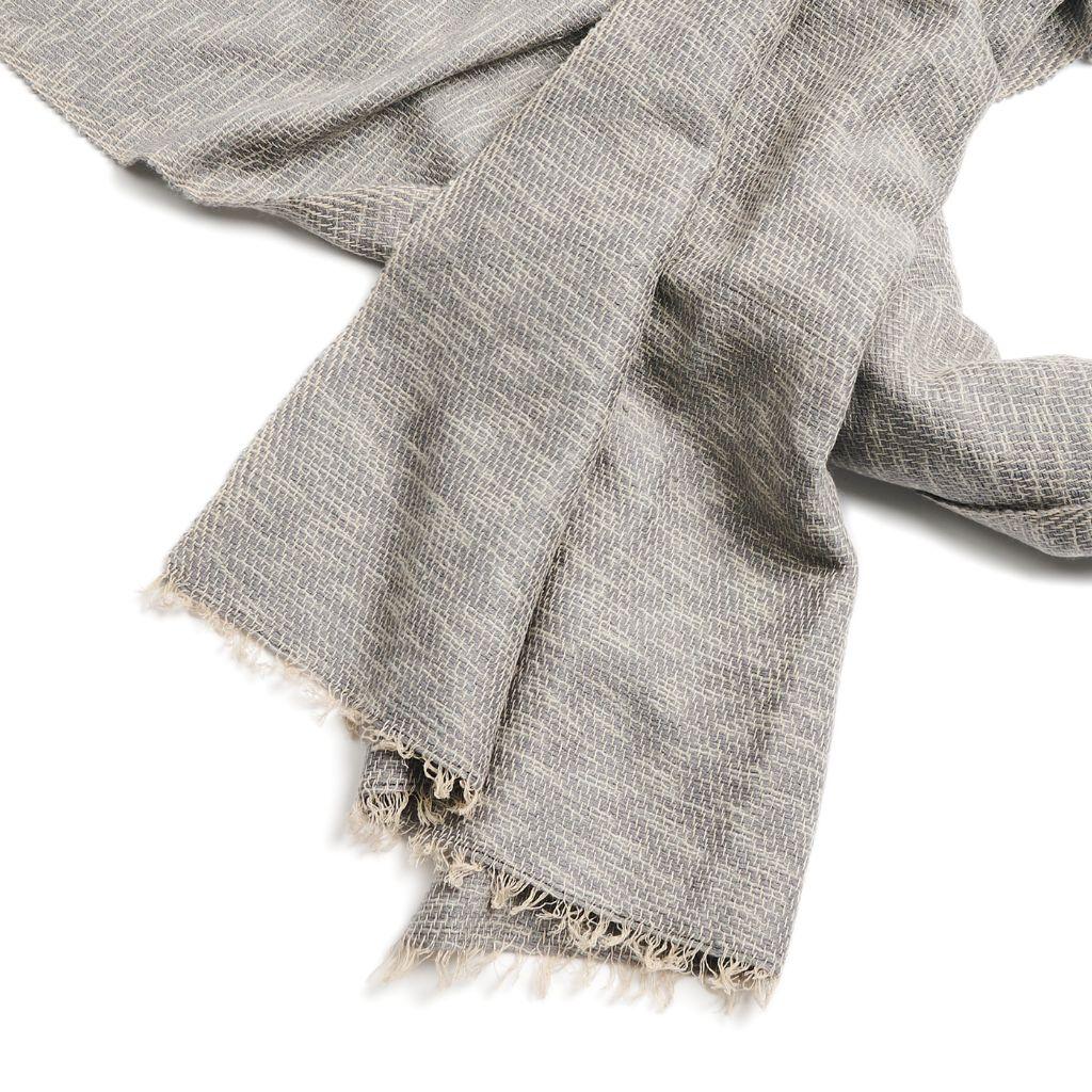 Limestone Handwoven Soft Cashmere Merino Scarf In Neutral Gray For Sale 8