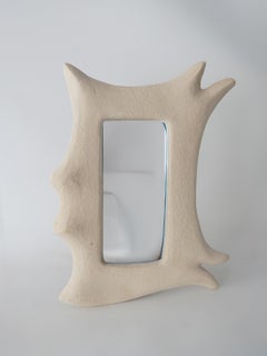 Limestone Inspired Handmade Ceramic Wall Mirror by Maku Ceramic