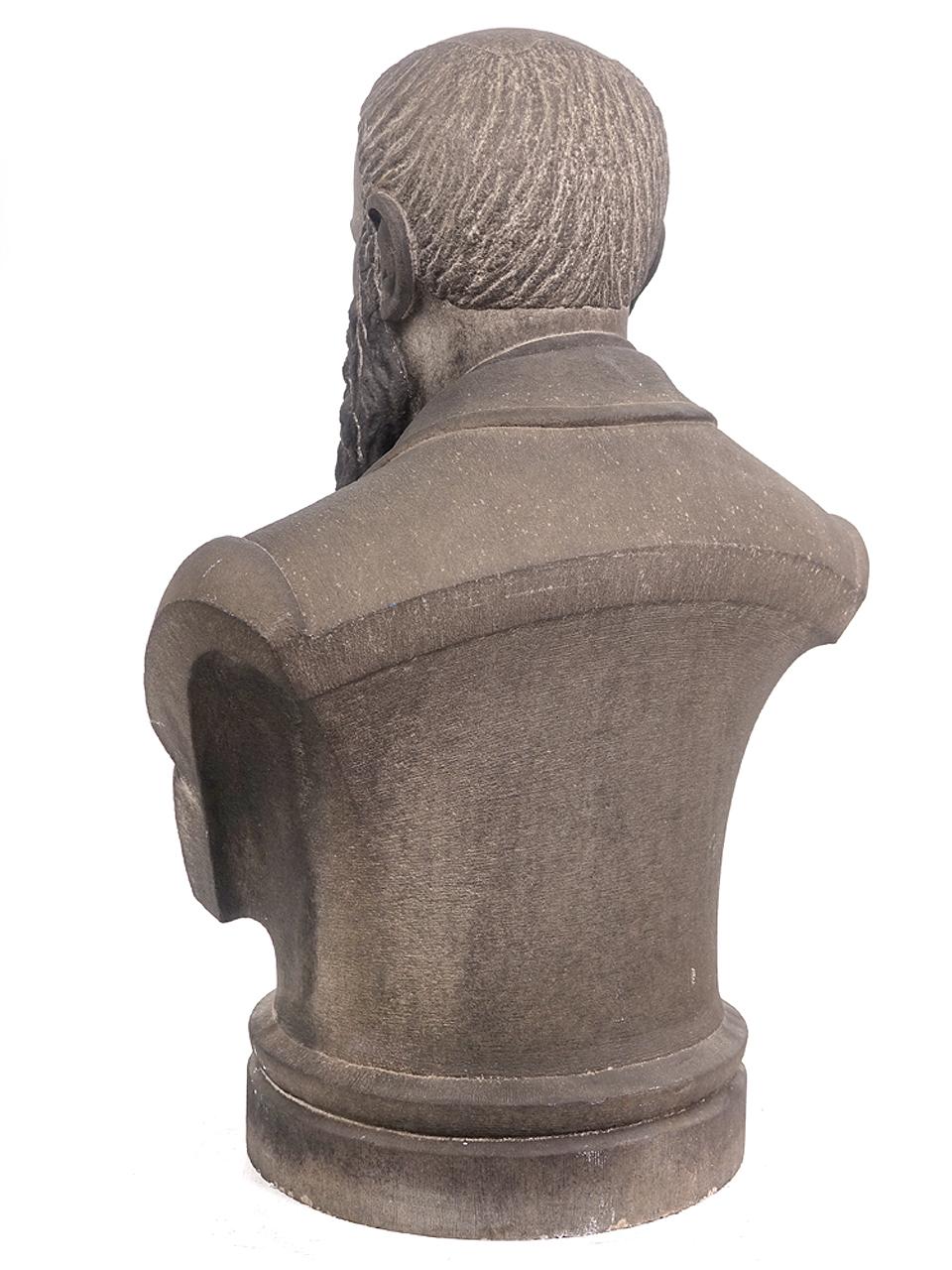 Limestone Life-Size Banker Bust In Good Condition In Peekskill, NY