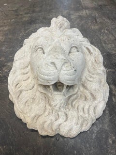 Limestone Lion Head Fountain Feature
