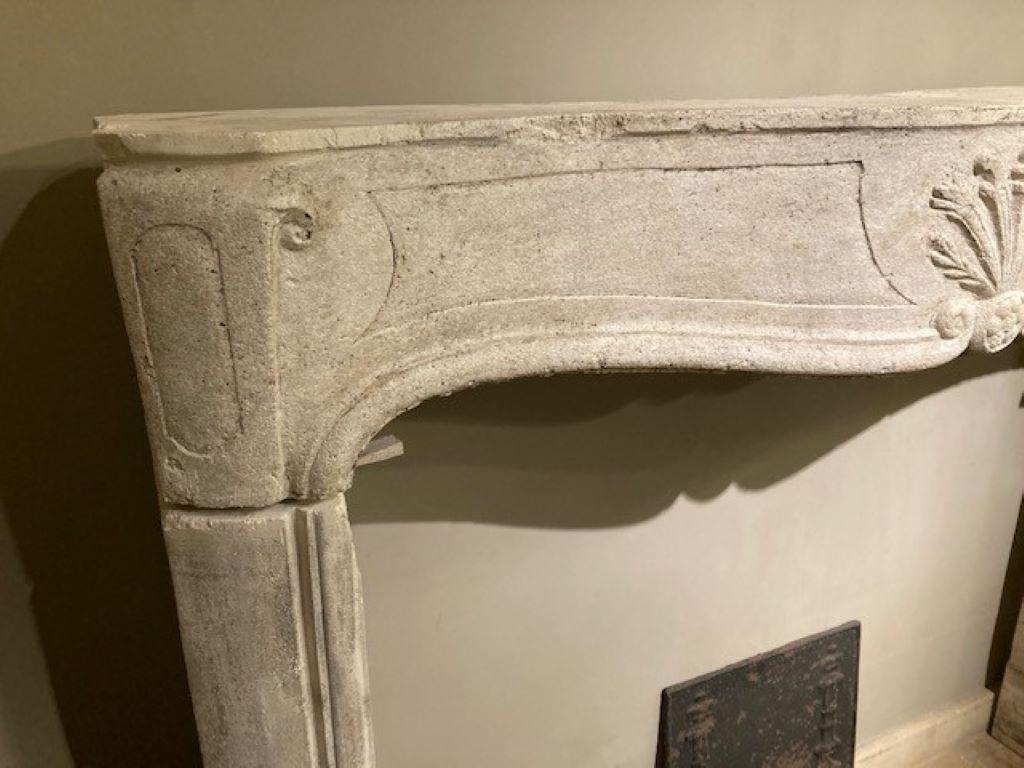 French Limestone Louis XV Fireplace For Sale