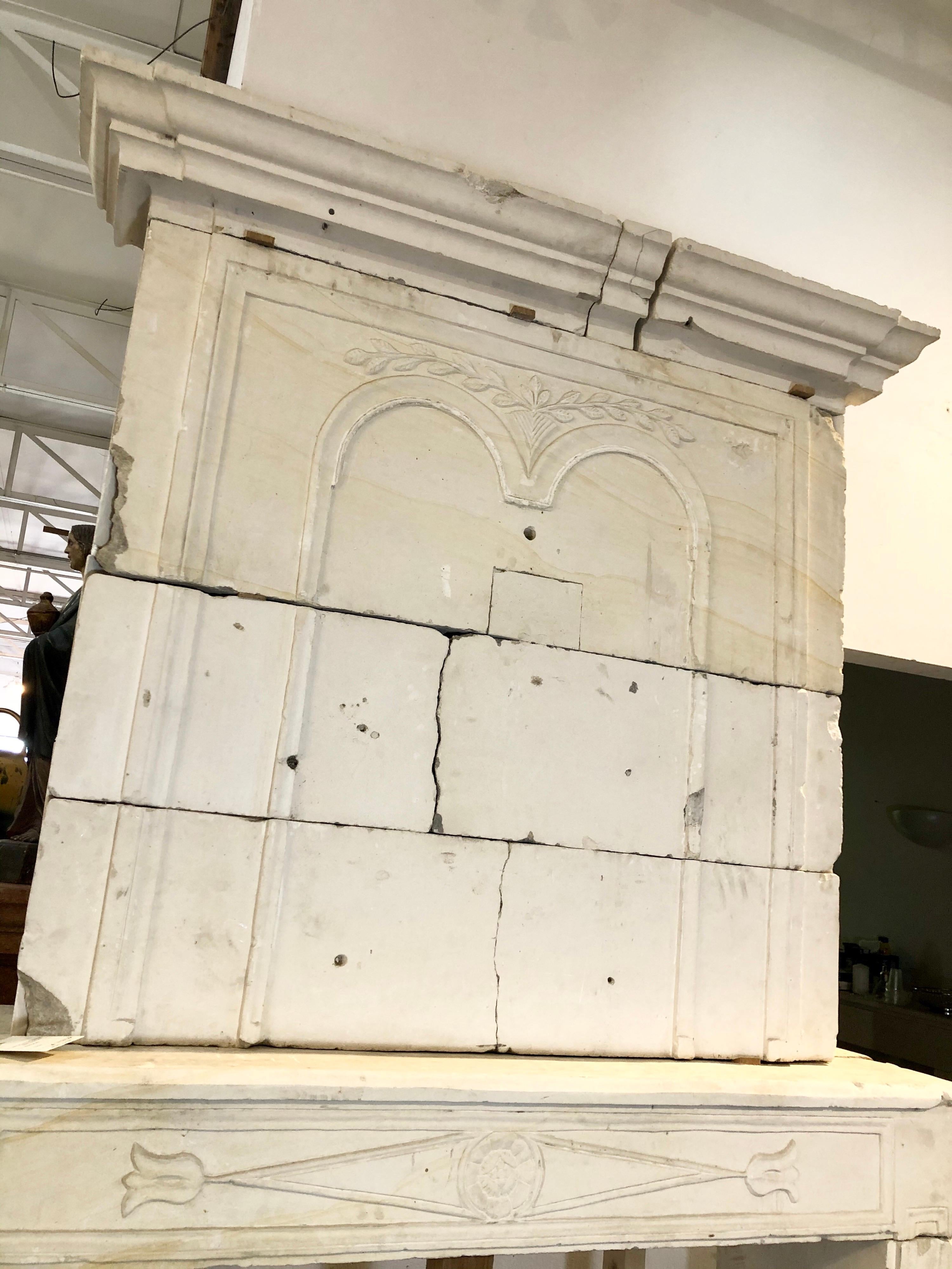 French 17th Century Limestone Mantel from France For Sale