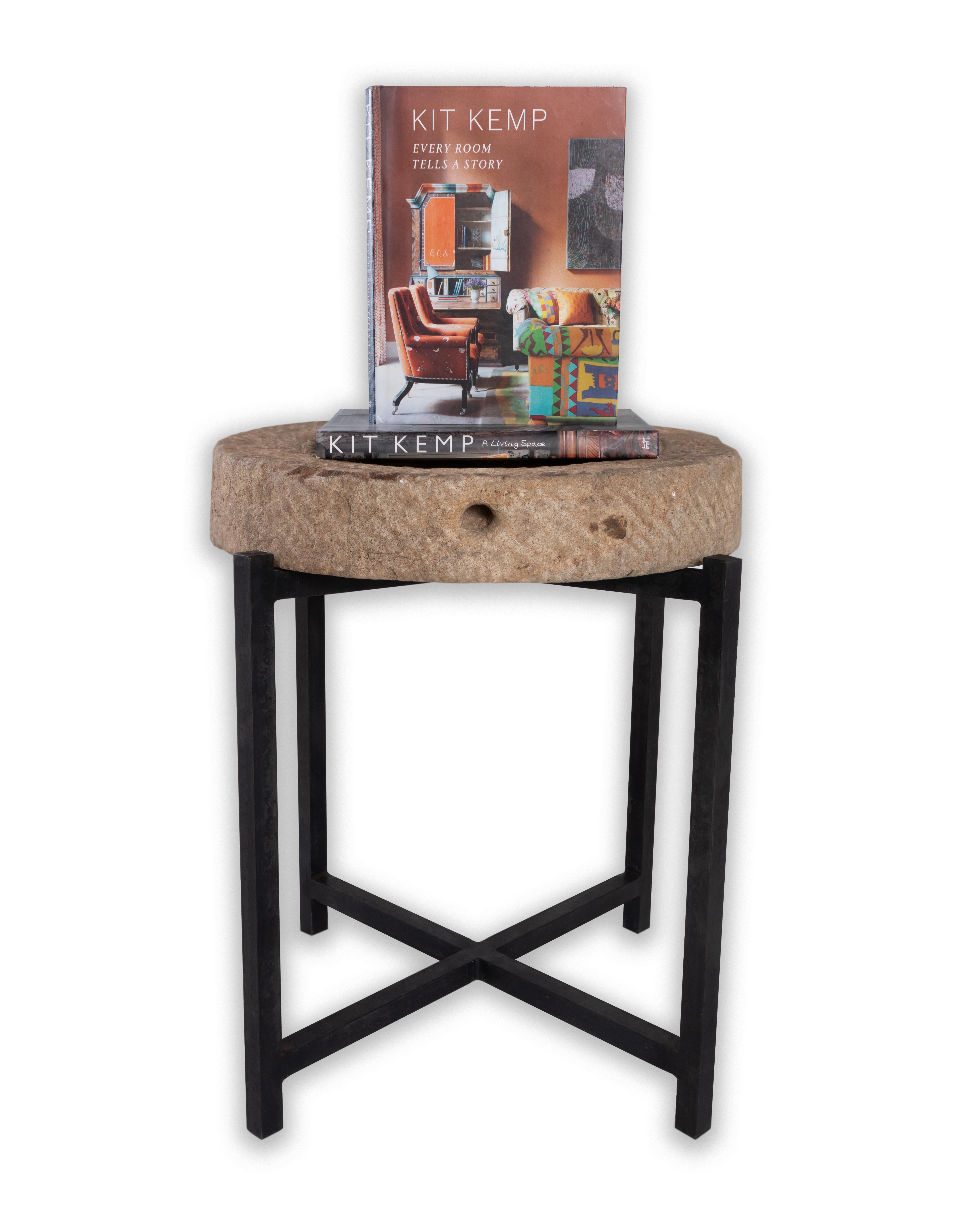 American Limestone Mill Wheel on Stand