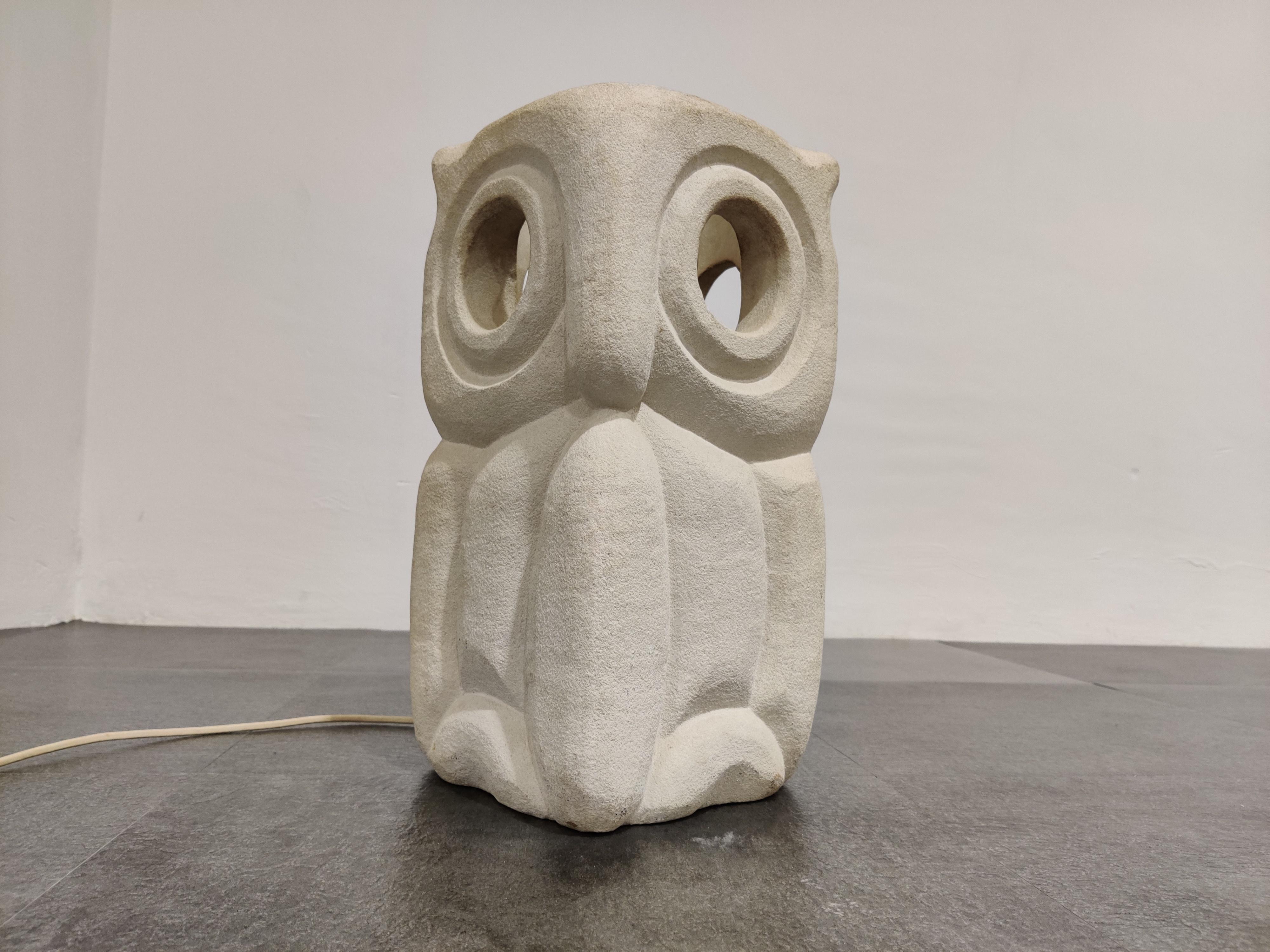 Limestone Owl Lamp by Albert Tormos, 1970s 5