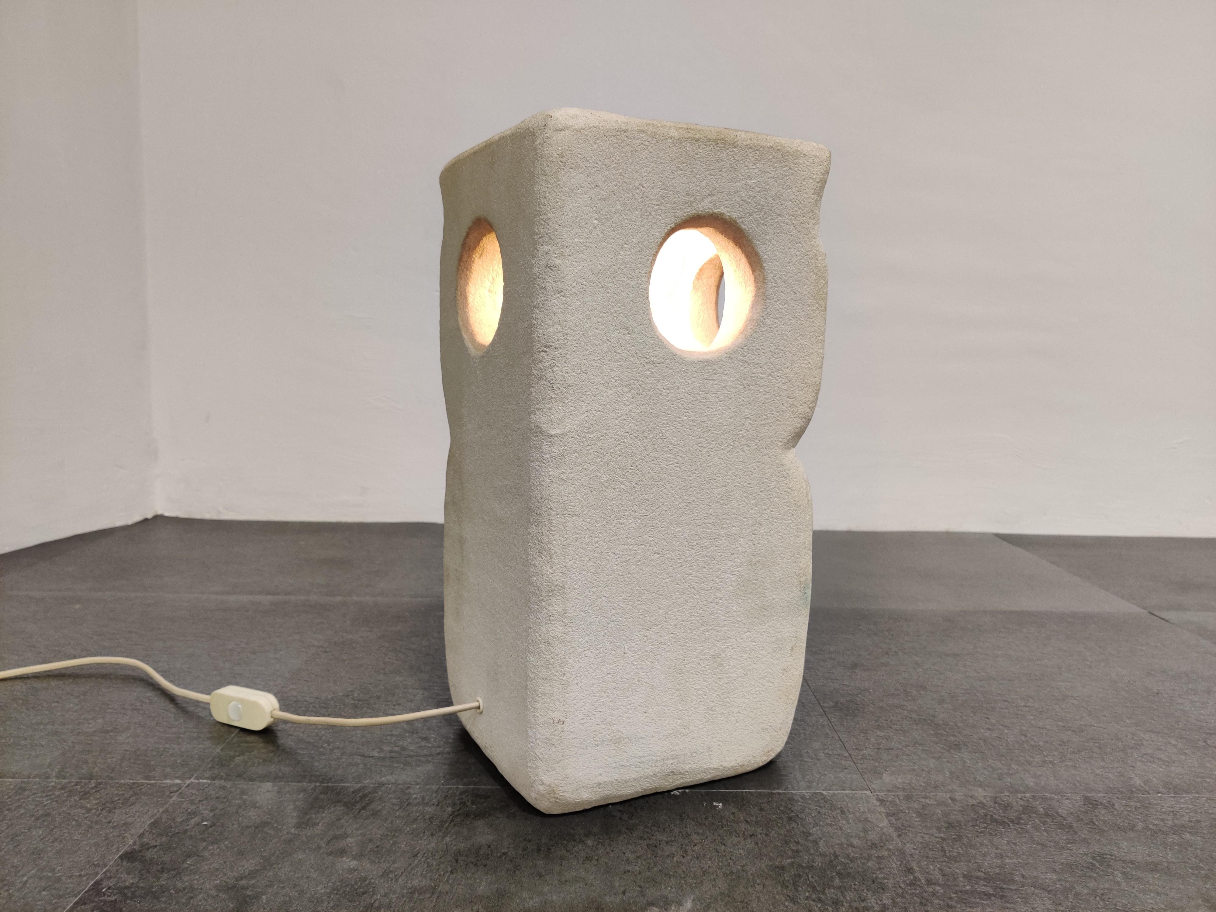 Limestone Owl Lamp by Albert Tormos, 1970s 1
