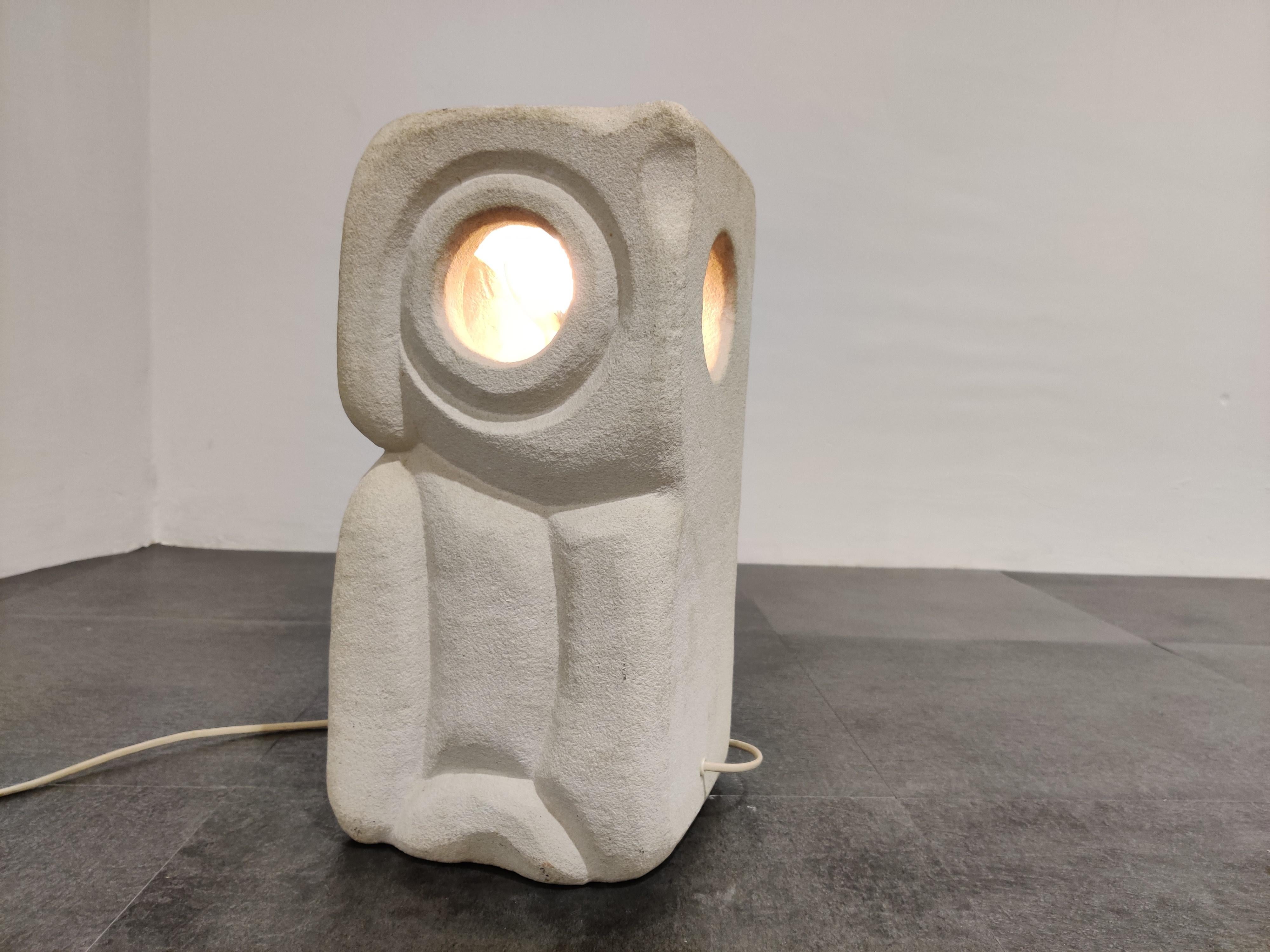 Limestone Owl Lamp by Albert Tormos, 1970s 3