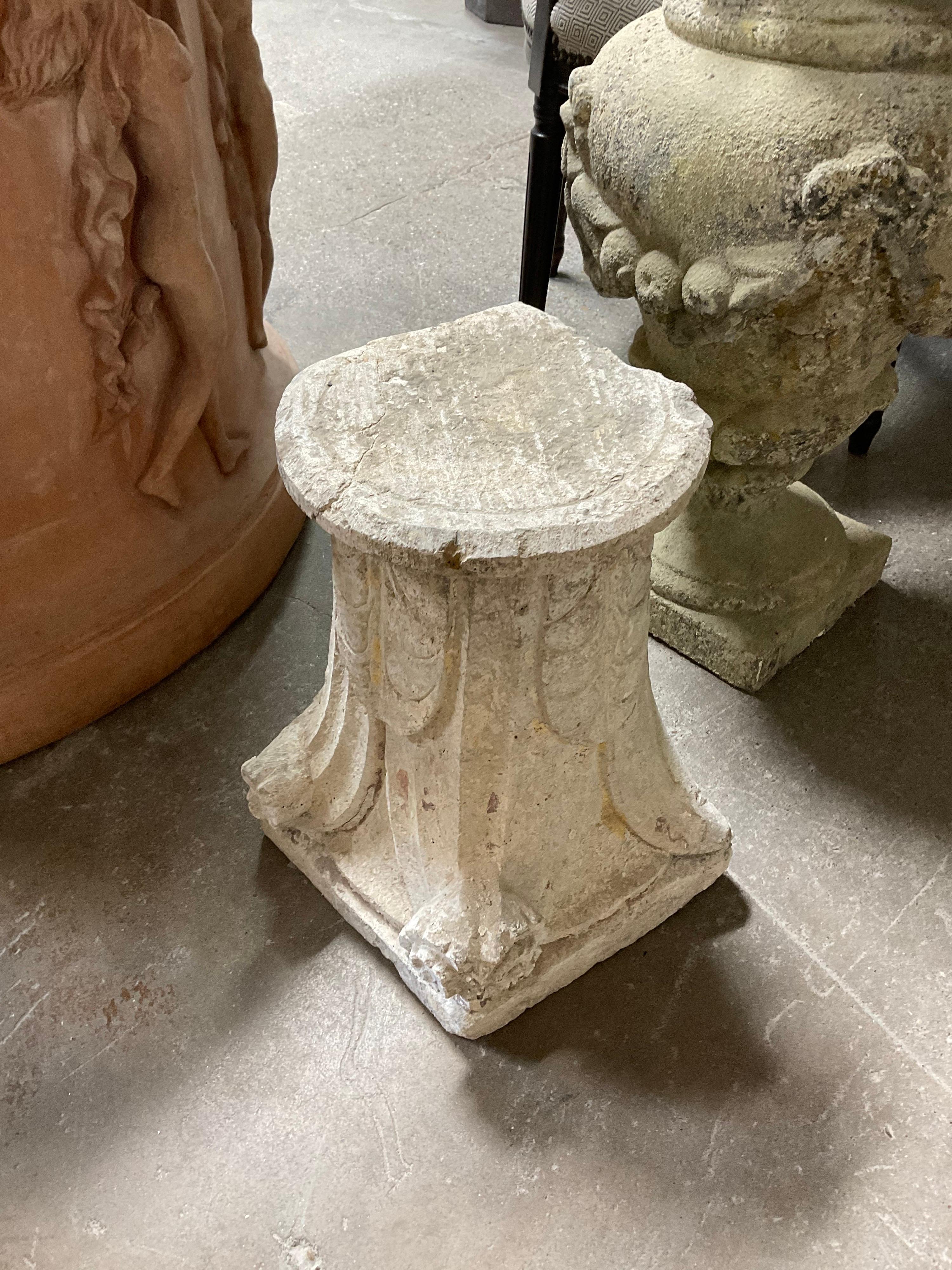 Rigid limestone pedestal from 1850s France.