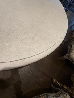 Limestone Round Dining Table with Baluster Pedestal Base