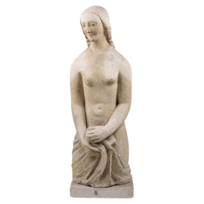 Limestone sculpture representing Marie Madeleine. 1940s. For Sale