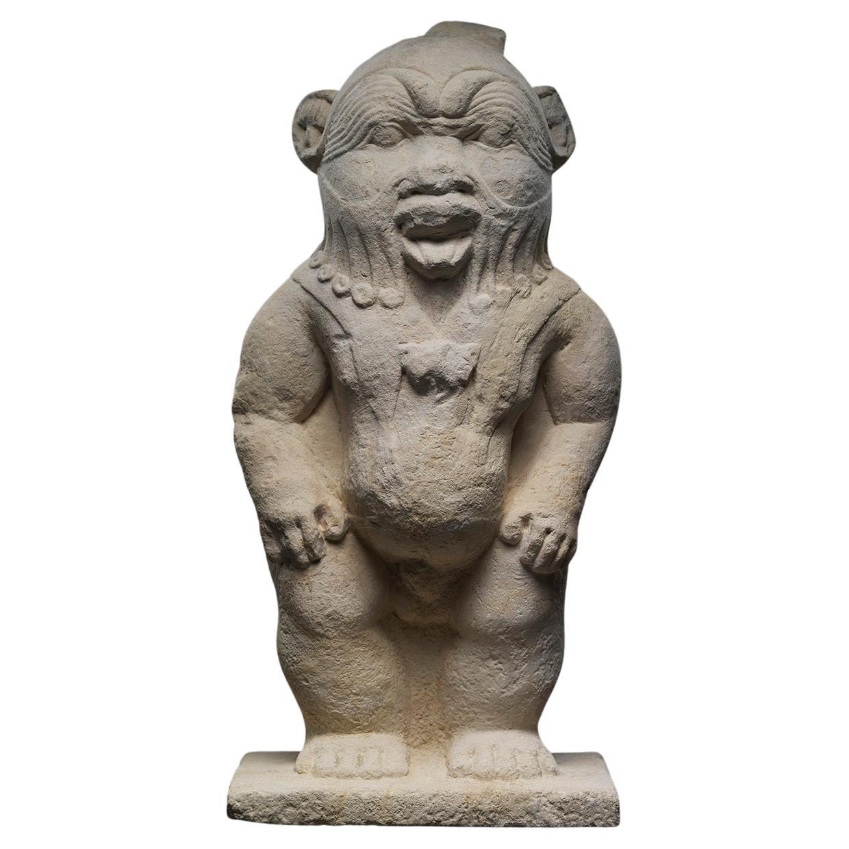 Statua di Bes in pietra calcarea in vendita