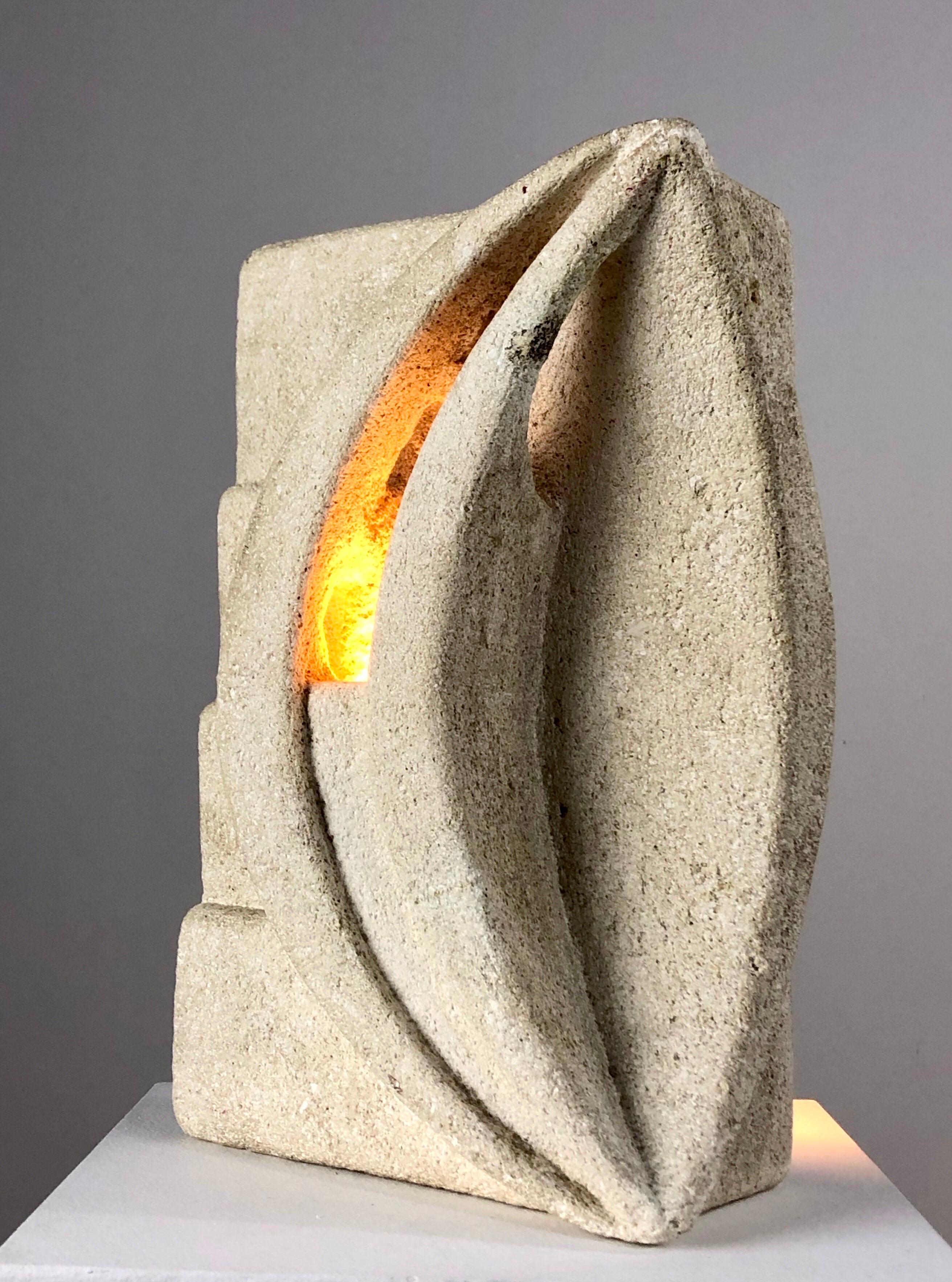 French Limestone, Table Lamp, Albert Tormos, France, 1970 For Sale