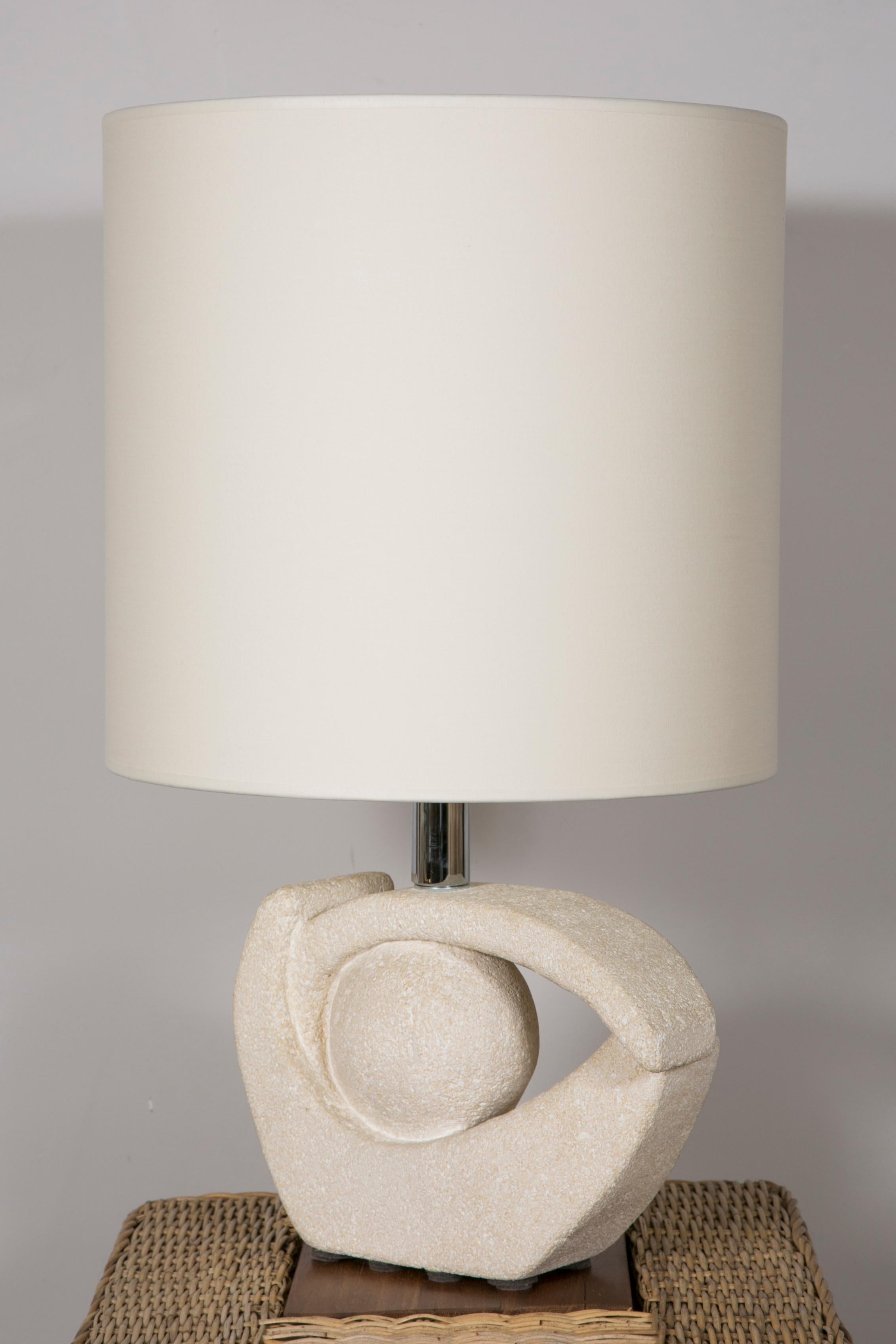 Brutalist Limestone Table Lamp by Albert Tormos